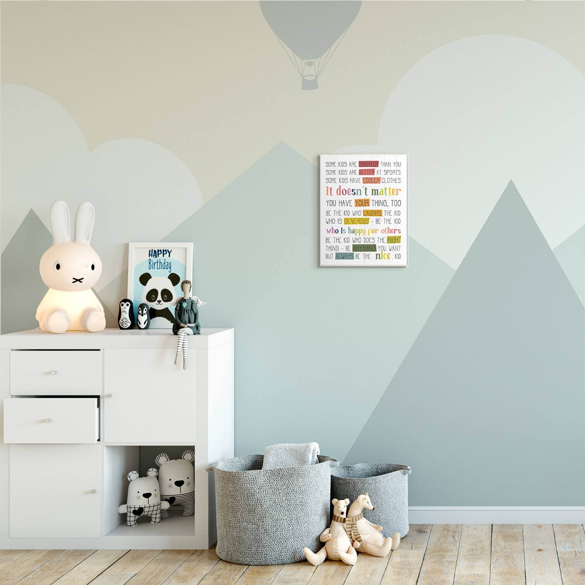 Stupell Industries Be the Nice Kid Sentiments Rainbow Text Pop Wood Wall Plaque